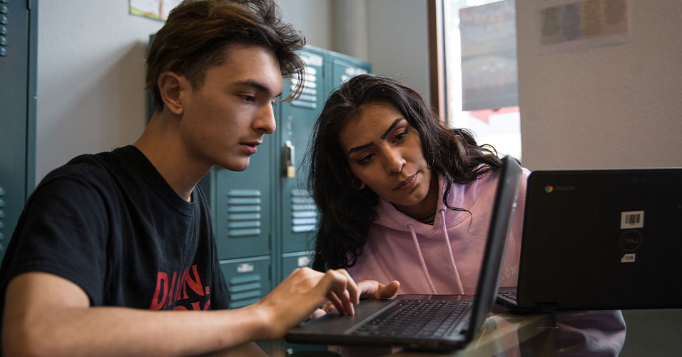Students at a laptop