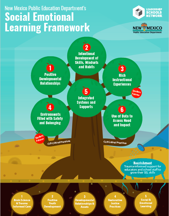 infographic of cottonwood tree and it's roots with each branch representing an element of the SEL framework