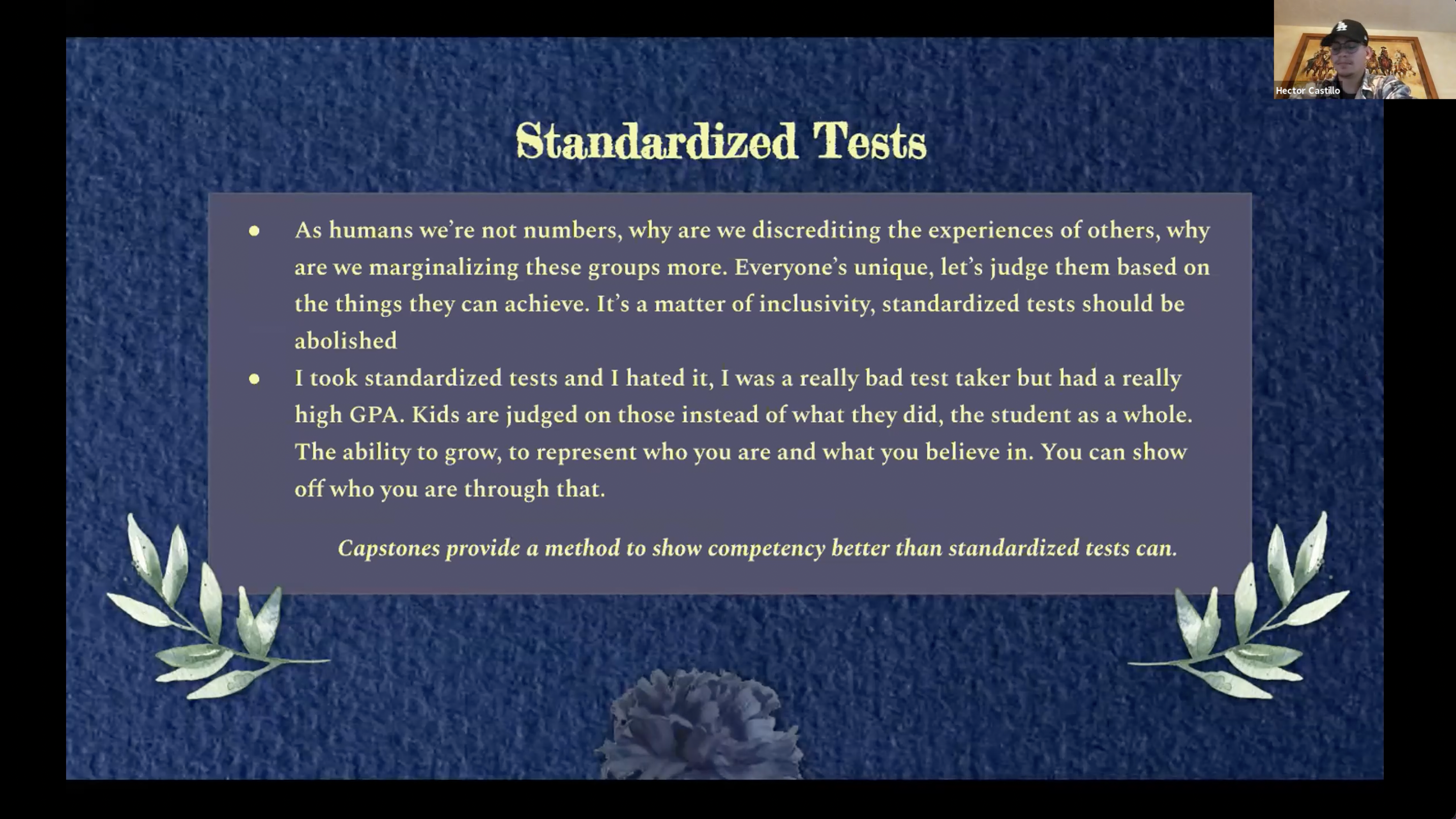 powerpoint screen about standardized test