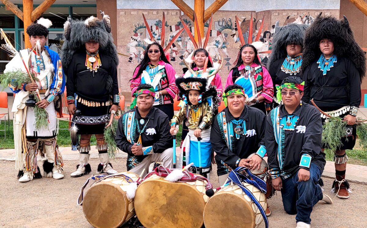 Students at Zuni High school dressed in traditional ceremonial clothing